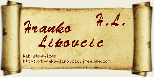 Hranko Lipovčić vizit kartica